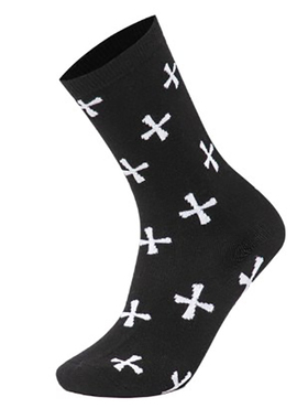 李宁正品2023年秋季新款中性休闲运动袜子黑色满印AWLT120-1/2