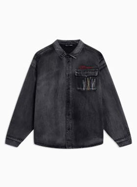 李宁正品2023春季新款男运动休闲上装夹克外套黑色牛仔ASHT005-1