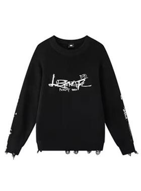 李宁专卖店正品2023年春季新款男运动休闲上装毛衣黑色LMBT001-1