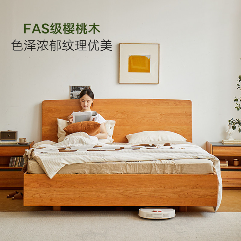 实木悬浮箱体床樱桃木主卧箱式床家用高脚离地储物床高箱床图片