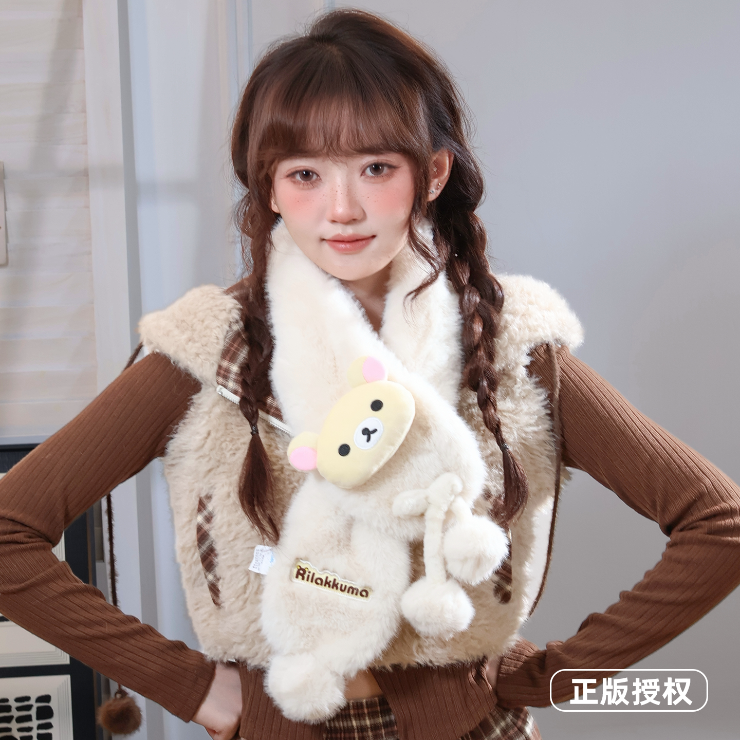 正版授权！轻松熊加厚保暖围脖萌