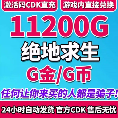 PUBGG币绝地求生11200G币官方CDK兑换码吃鸡皮肤点券GB充值金币