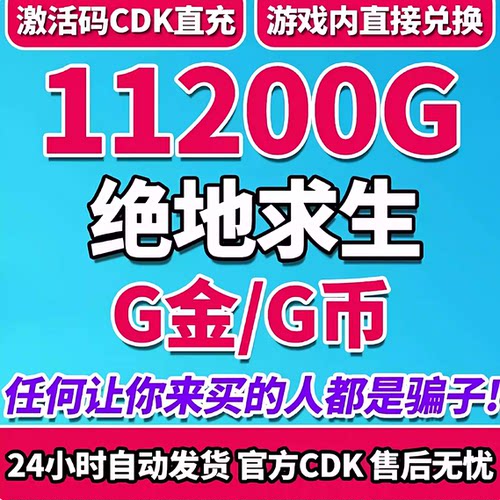 PUBGG币绝地求生11200G币官方CDK兑换码吃鸡皮肤点券GB充值金币
