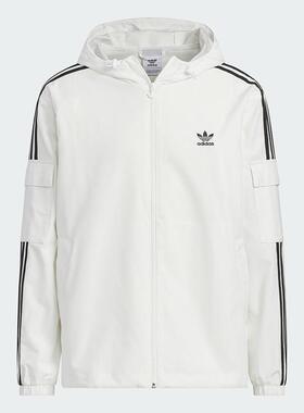 Adidas三叶草男女装 运动休闲三条纹连帽夹克外套KB1944