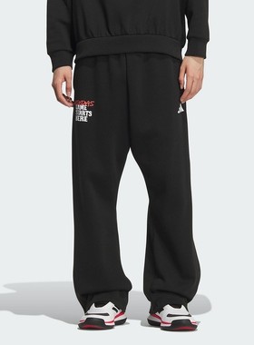 adidas阿迪男裤 时尚舒适侧开排扣篮球运动针织长裤KC2800 KC2801