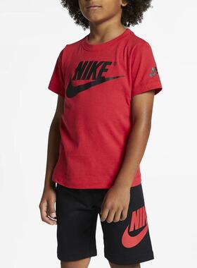 断码清仓/Nike耐克小童装 舒适百搭圆领短袖短裤套装CK4023-010