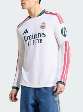 adidas阿迪 男子时尚印花透气休闲足球运动圆领长袖T恤KC3952