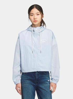 adidas三叶草女装 简约舒适户外运动休闲连帽夹克外套KT3056
