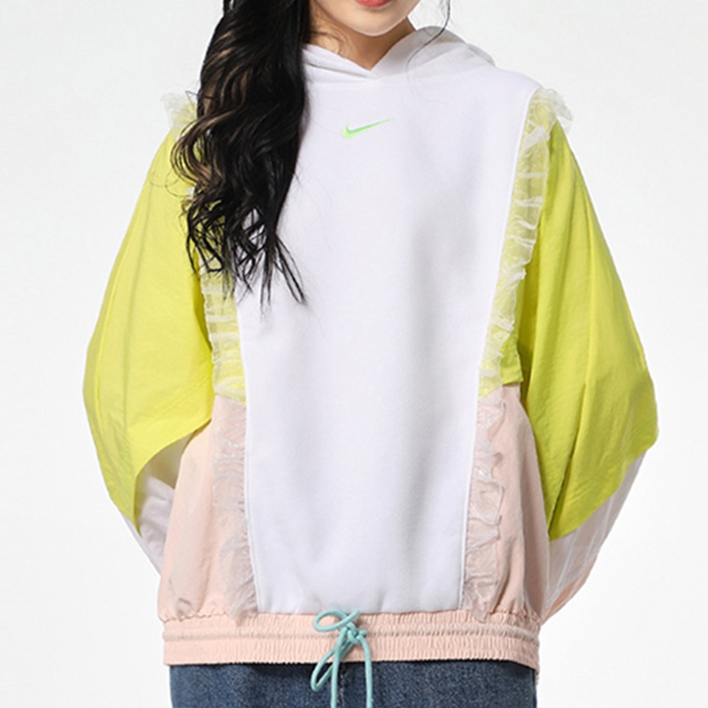 耐克女蕾丝加绒连帽套头卫衣