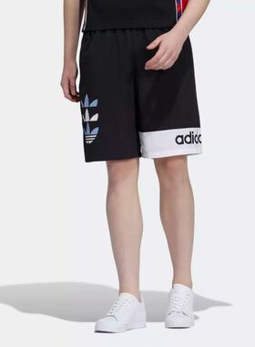 Adidas三叶草男裤 宽松跑步健身运动短裤 H46697 HH9445