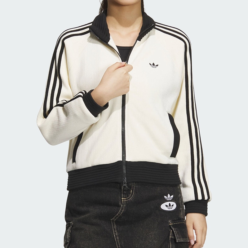 阿迪女舒适休闲简约立领经典外套