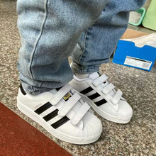 EF4838 ADIDAS 贝壳头运动板鞋 魔术贴小白鞋 H00778 三叶草儿童鞋