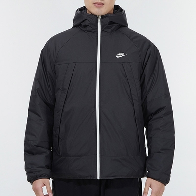 耐克男运动外套双面穿连帽棉服