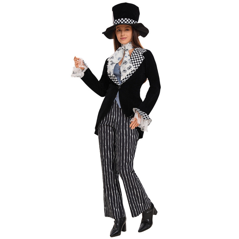 年会COS万圣节卡通服爱丽丝梦游仙境帽子先生服 疯帽子先生魔术师