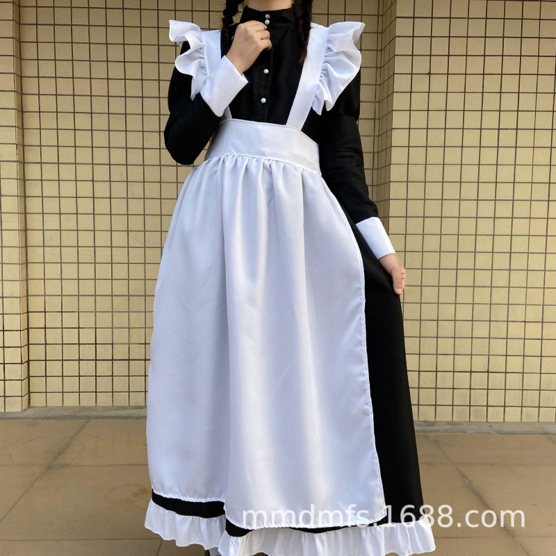 原创日系黑白女仆装 长款女装大佬cosplay服