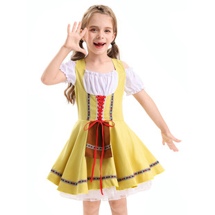 2025年新款德国慕尼黑啤酒节服装女童假两件啤酒服女仆连衣裙