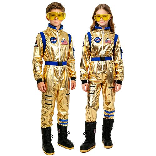 Halloween Kids Space Suit金色宇航员扮演套装cos流浪地球表演服