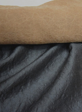 黑色纯色龟裂纹香云纱35姆米长袍中式上衣套装高档面料桑蚕丝布料