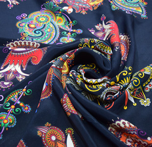 宽幅腰果花01双绉真丝连衣裙布料套装裤子杭州桑蚕丝绸衬衫面料