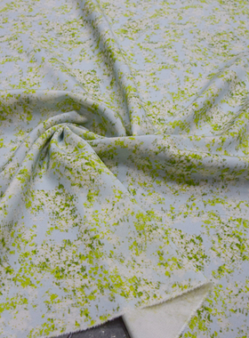 素雅清爽淡绿色小花30姆米重磅重绉真丝连衣裙衬衫布料桑蚕丝面料