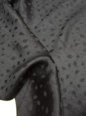 纯黑色提花小叶子香云纱38姆米旗袍礼服套装裤子布料桑蚕丝绸面料