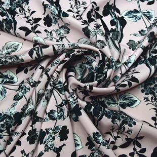 30姆米重磅重绉粉色花朵印花真丝连衣裙旗袍衬衣布料桑蚕丝绸面料