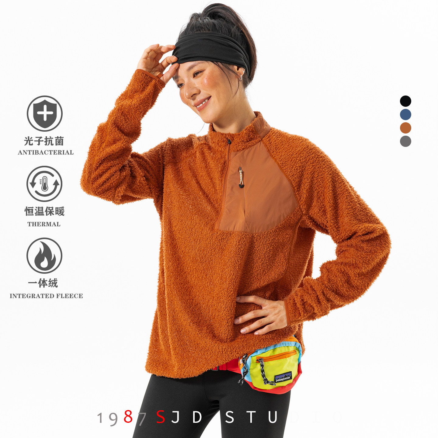 户外风男女加绒半拉链套头卫衣立领工装口袋运动加绒宽松情侣上衣,男装,卫衣,淘宝优惠券,粉丝福利购,淘宝优惠卷