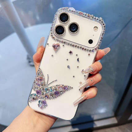 网红新款oppoReno15pro镶钻手机壳高档女潮reno14保护套防摔13蝴蝶12原创个性11全包Findx9时尚X8带钻石X7闪6