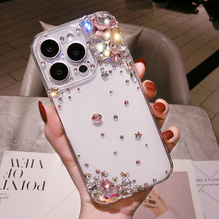 适用苹果17ProMax镶钻手机壳高级感女iPhone16带钻石闪13mini保护套15plus防摔14全包12软硅胶11奢华Air水晶X
