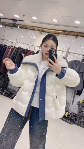 胖淼淼Y023大码羽绒服女胖mm羊羔毛大翻领棉衣200斤女装新款棉袄