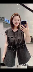 新款 背心外套200斤女装 坎肩上衣春 马甲女胖mm中长款 珂颖1179大码