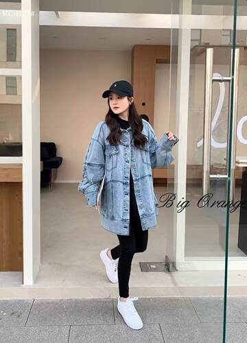 大橘子1127大码牛仔服女胖mm中长款外套风衣衬衫200斤女装新款春