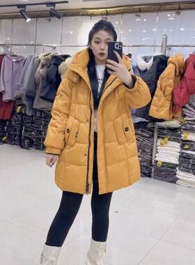 芮娜依莲9856大码羽绒服女胖mm连帽90白鸭绒中长款200斤女装新款