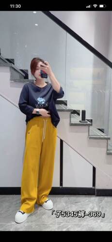 子汇真丝缘5345大码休闲裤女胖mm刺绣卫裤200斤女装新款阔腿裤子