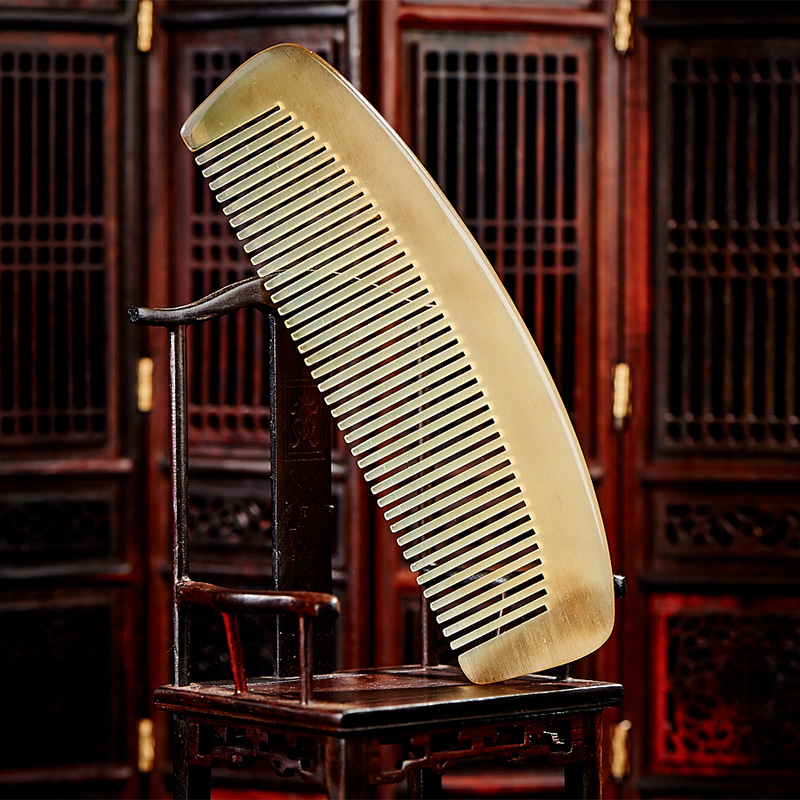刻字牛角梳子正品家用羊角梳按摩梳天然防静电直长发防脱发纯头梳