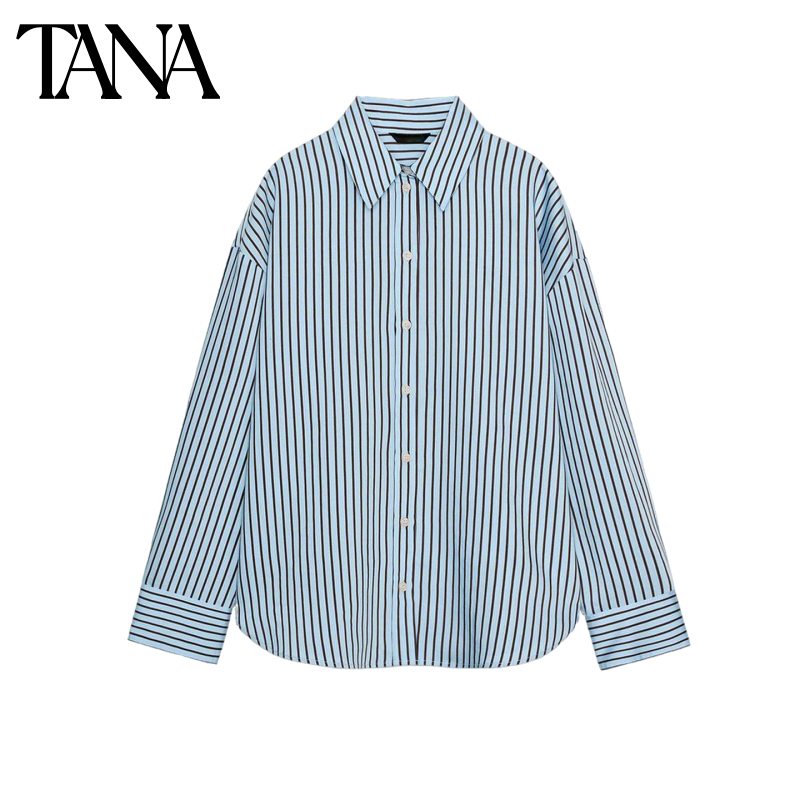 春季新款女装欧美休闲百搭基础款条纹宽松府绸衬衫 2207519,女装/女士精品,衬衫,淘宝优惠券,粉丝福利购,淘宝优惠卷