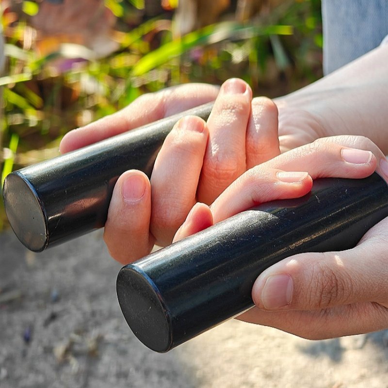 俄罗斯高碳次石墨shungite调协棒法老棒可导电调节身体圆柱手把件