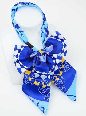 建行领花蓝色蝴蝶结女士员工丝巾刀巾领结领带头花行徽司徽章银行