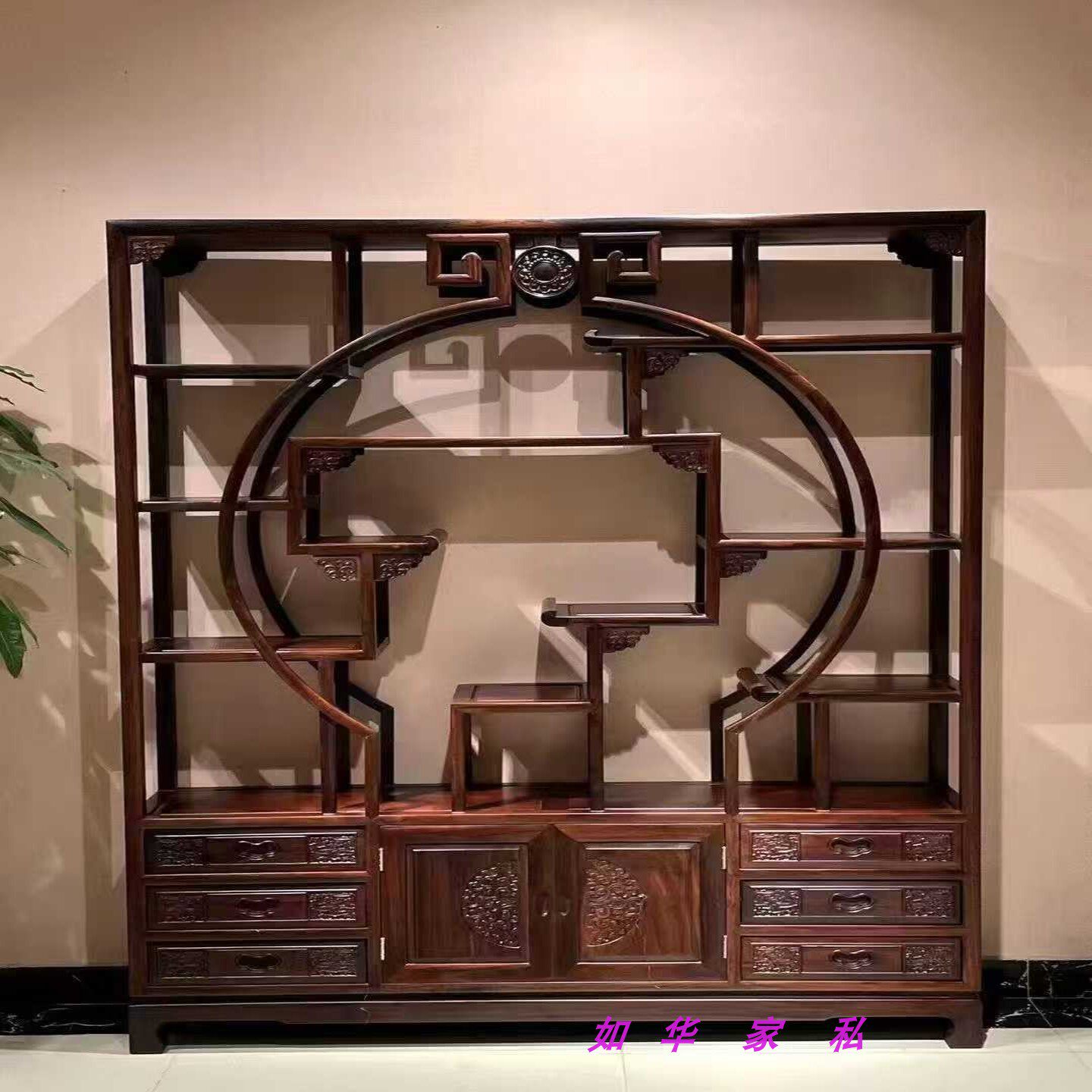红木酸枝博古架东非酸枝木多宝阁全实木高端古董展示架摆件茶叶柜