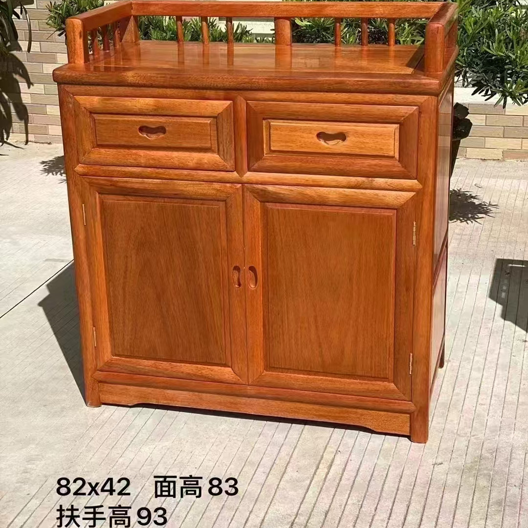 红木菠萝格餐边柜2门杂物柜80全实木茶水多功能收纳柜1.2米厂直销