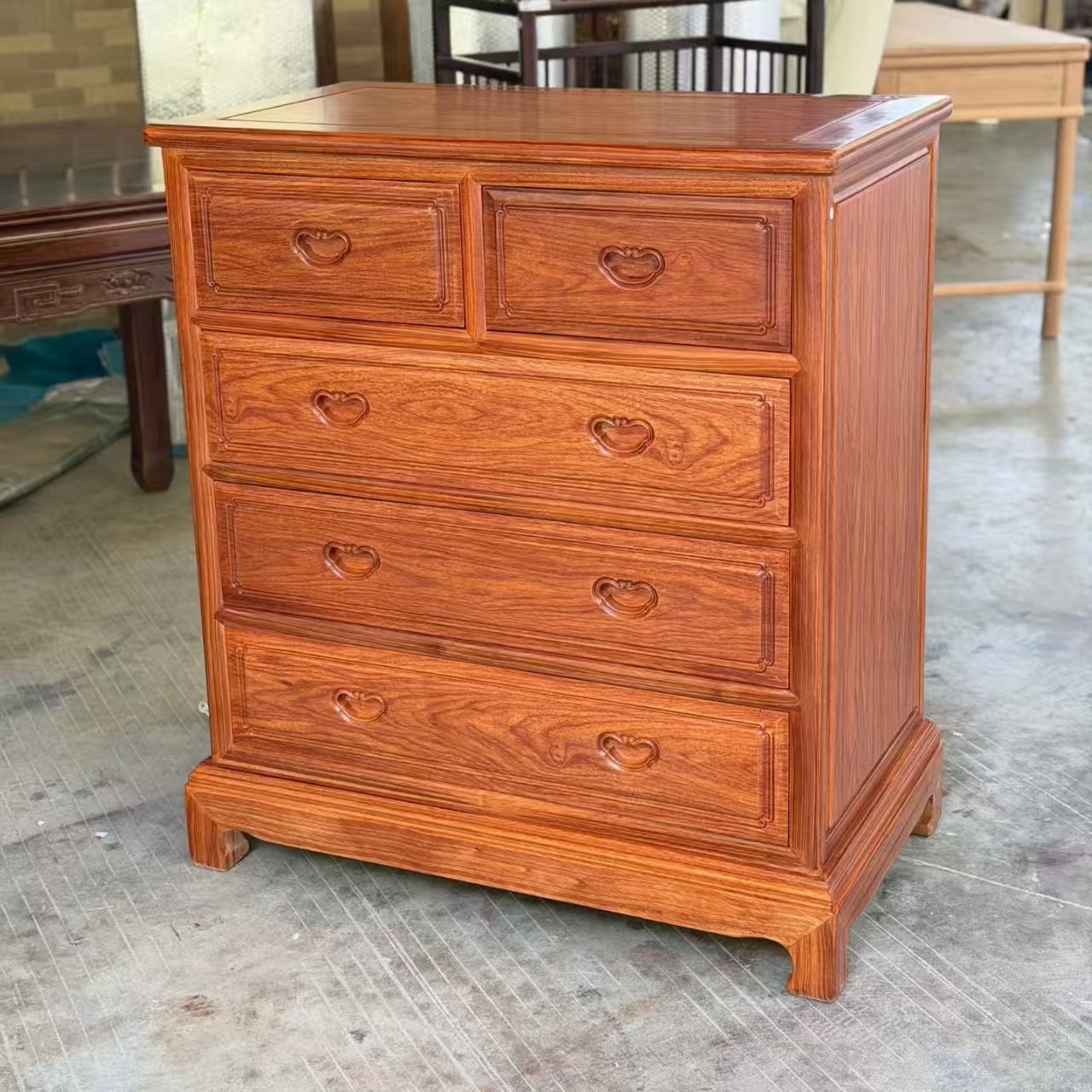 红木菠萝格木五斗柜全实木抽屉柜原木收纳柜客厅储物柜虎脚多抽柜