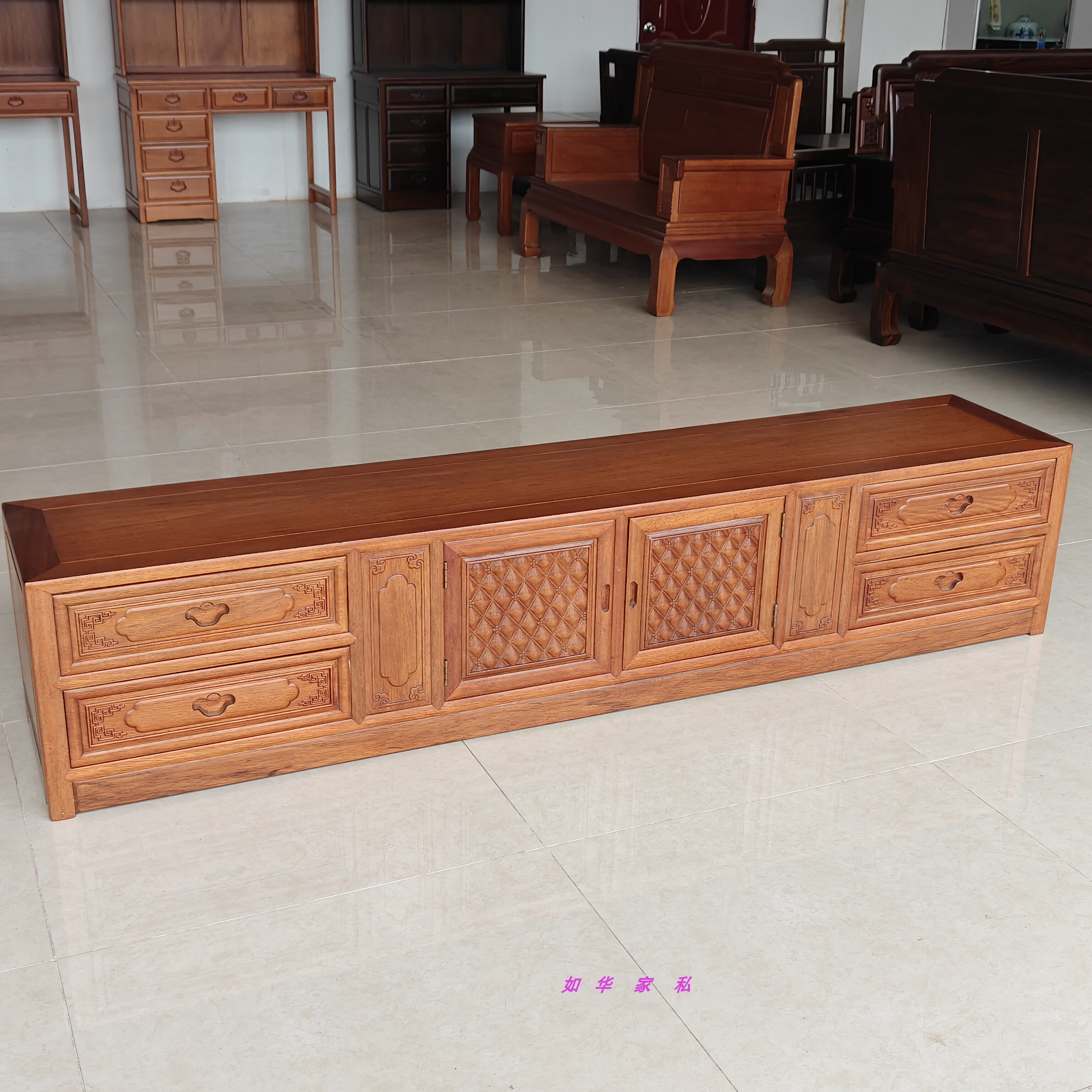 红木菠萝格木电视柜全实木客厅地柜花梨木影视柜2.2米柜厂家直销