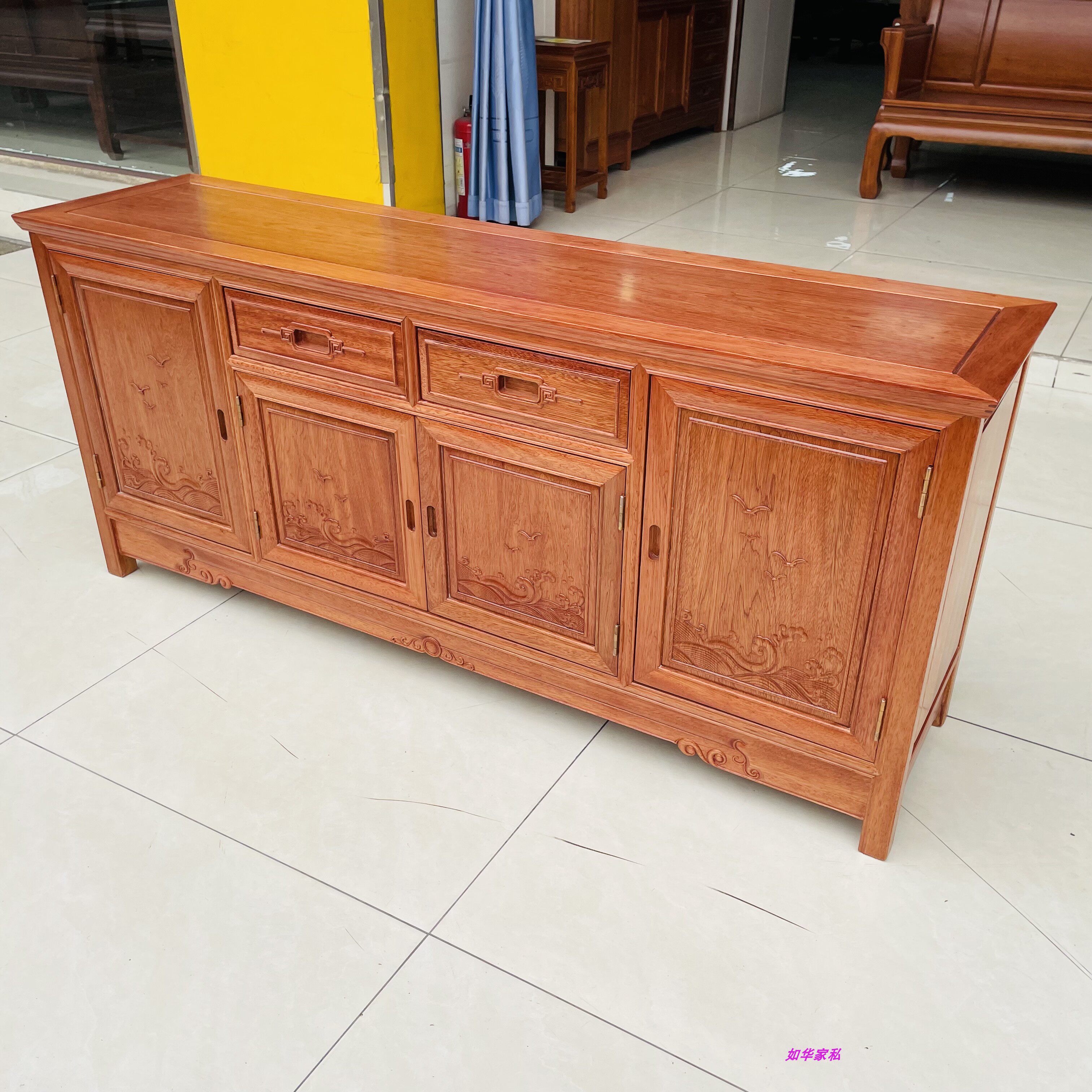 红木餐边柜菠萝格木茶水柜实木多功能花梨木储物1.6收纳箱厂直销