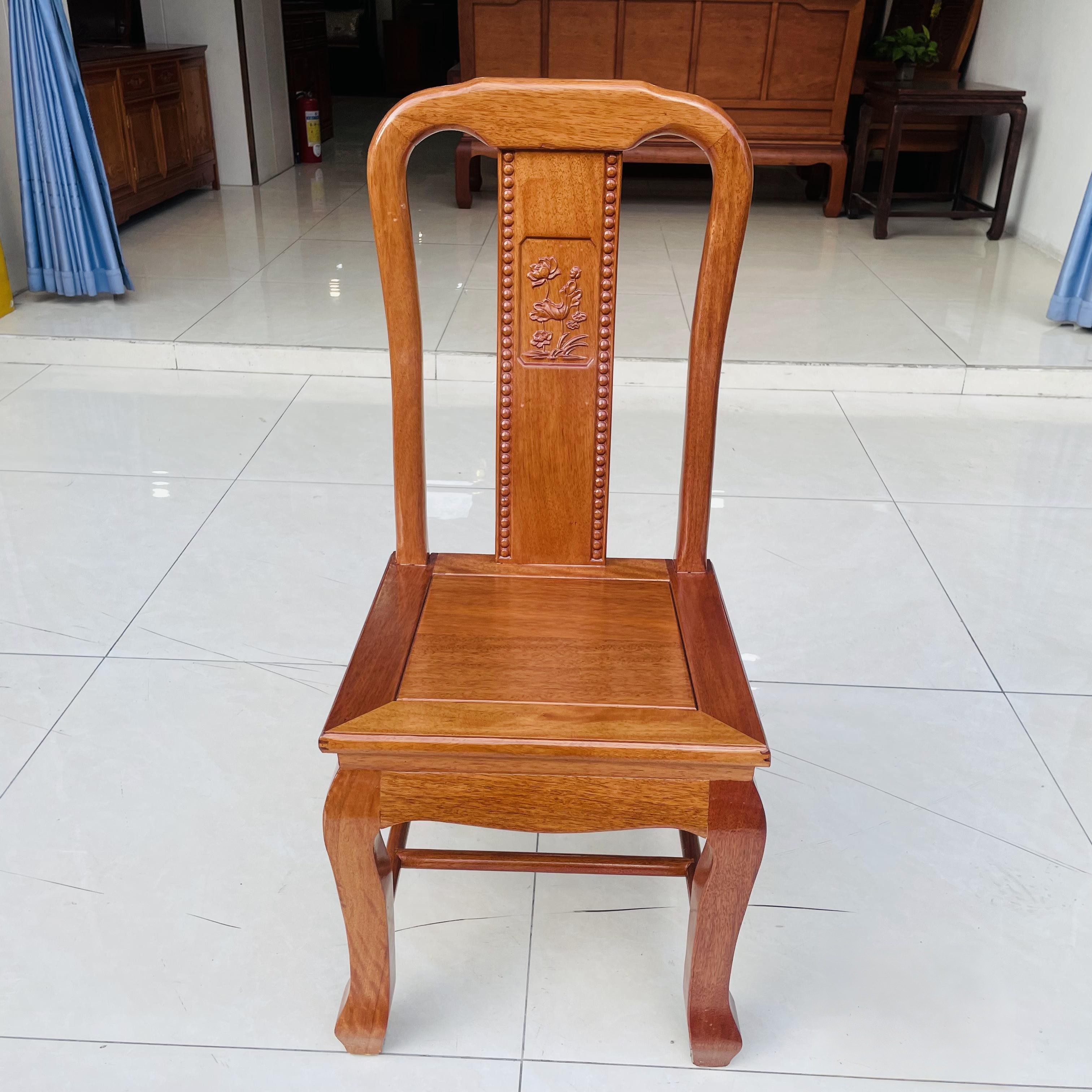 菠萝格木餐椅新中式全实木椅木饭桌椅纯木原木家用吃饭椅纯木椅