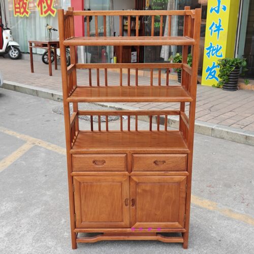 中古风红木菠萝格厨房收纳柜