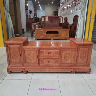 红木电视柜进口菠萝木地柜实木影视柜新中花梨木实木2.2米高低柜