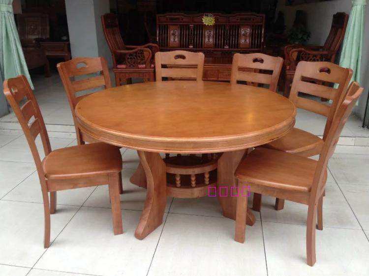 实木餐桌 木头圆桌餐桌配4椅椅新款吃饭餐家庭餐台凳时尚餐桌特价