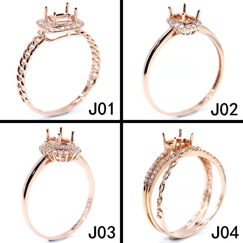 艾薇尔18k金戒指空托女真金真钻