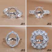 精工S925银戒指空托椭圆形女镶嵌来石定制18K玫瑰金9