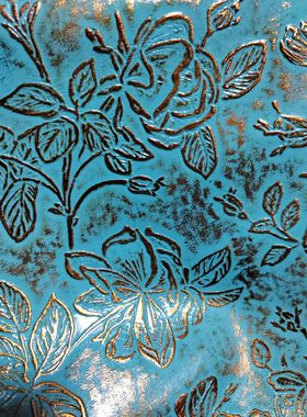 绿色烫金唐草花纹植鞣头层牛皮厚1.4mm钱包镶嵌手帐DIY手工真皮料